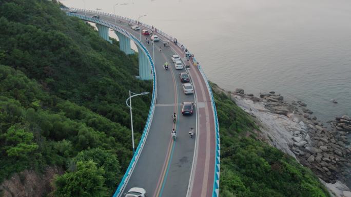 海滨环岛路海岸线航拍厦门旅游vlog素材