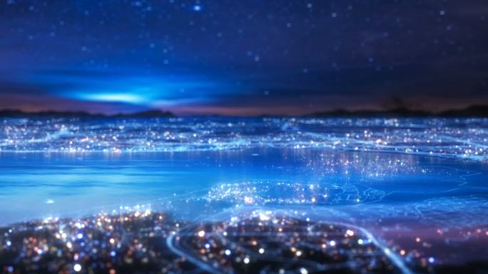 5K 粒子璀璨湾区城市夜景视频素材