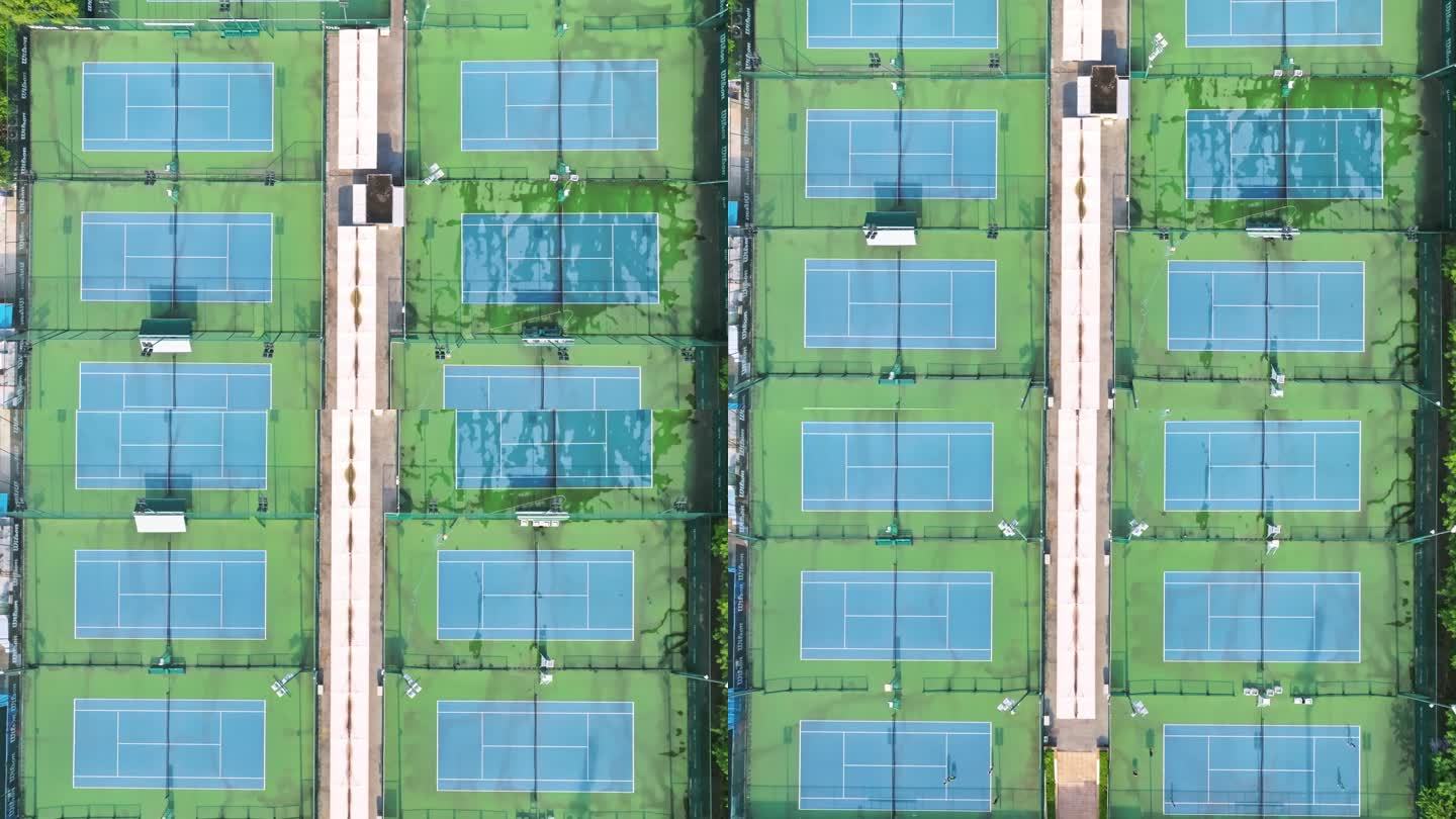 4K正版-俯拍整齐排列的网球场 02