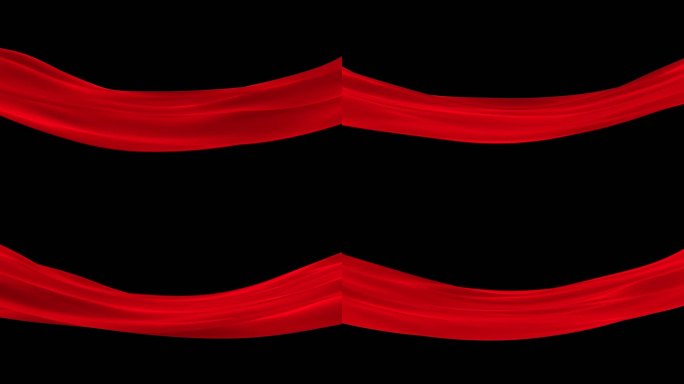 4K红色弯曲绸缎飘舞起伏无缝循环