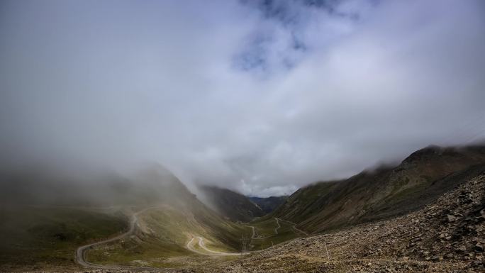 川西高原巴朗山盘山公路云海云雾光影延时