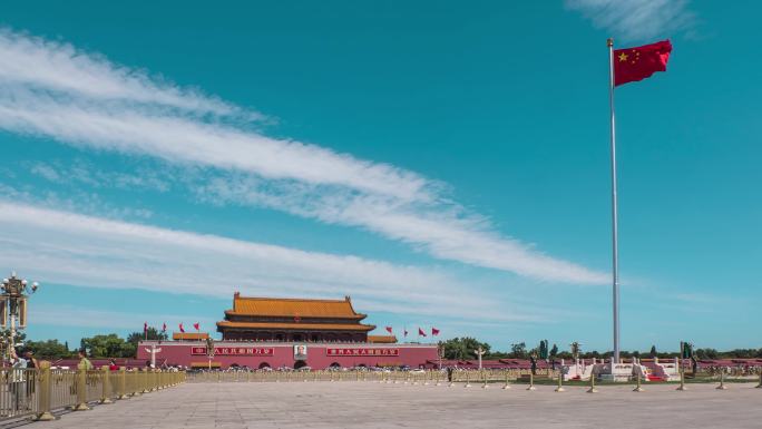 【4K延时】蓝天白云下的北京天安门广场