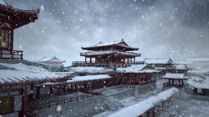 宫廷雪景 古建雪景 唯美雪景 下大雪