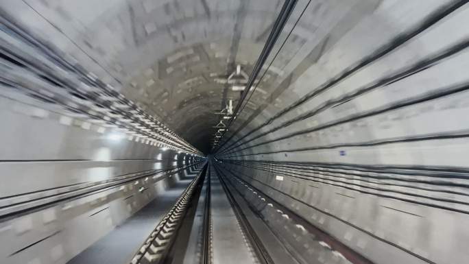地铁行驶的主观视角 地铁隧道 地下轨道