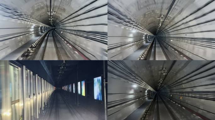 地铁行驶的主观视角 地铁隧道 地下轨道