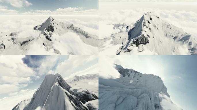 气势磅礴雄伟雪山山脉山顶山巅素材