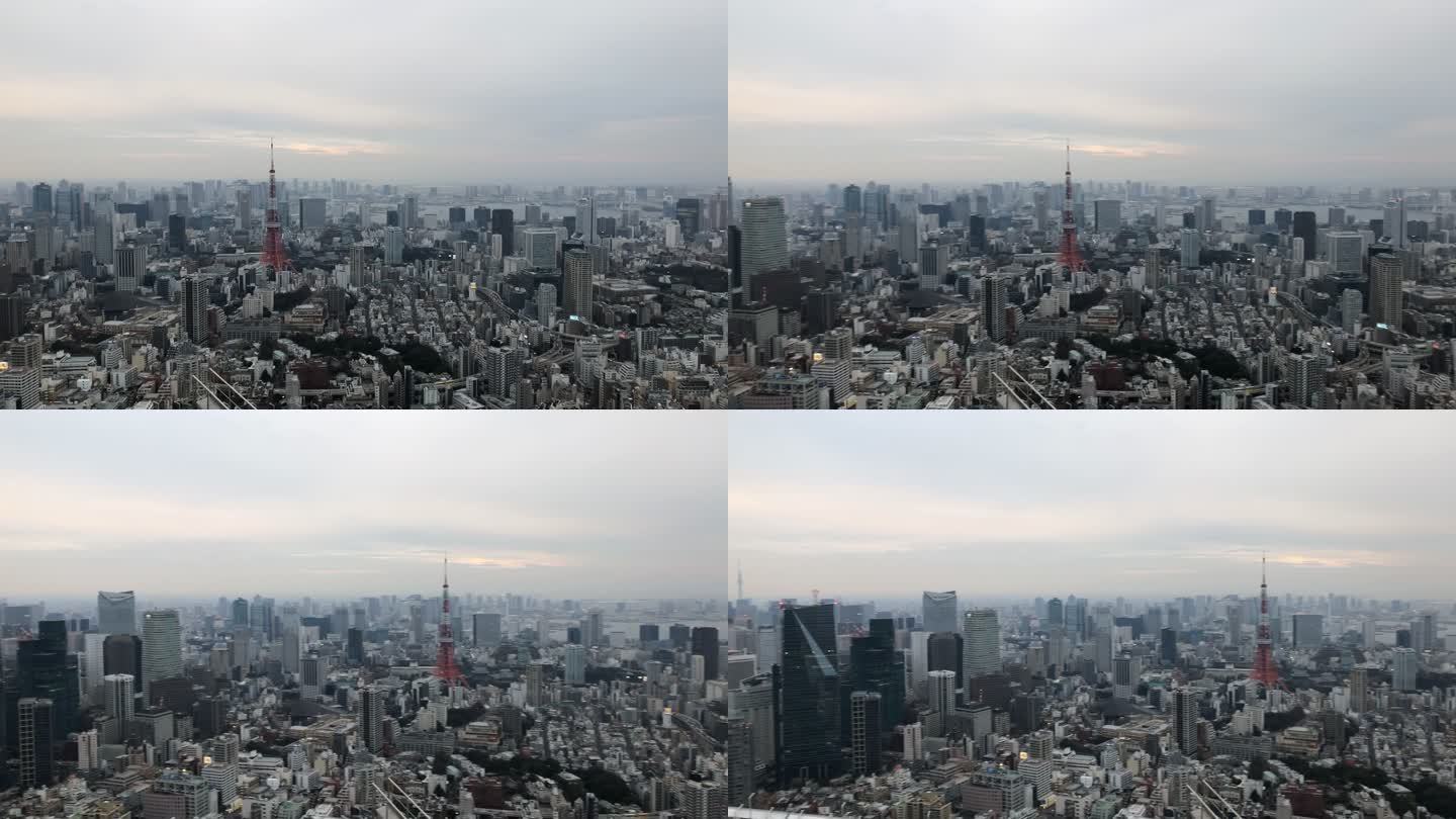 高角度拍摄日本东京铁塔