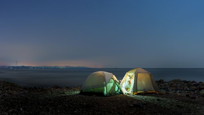 星空 大海 帐篷 露营 星辰大海 延时