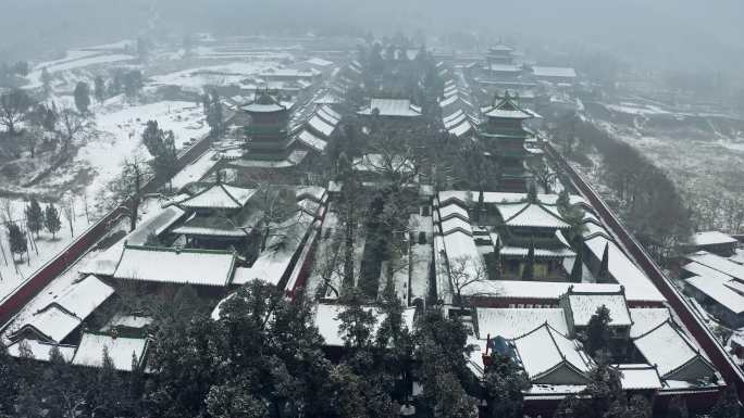 少林寺雪景航拍