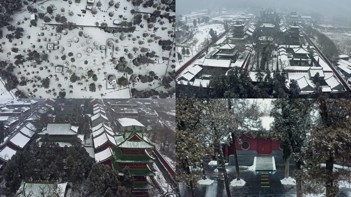 少林寺雪景航拍