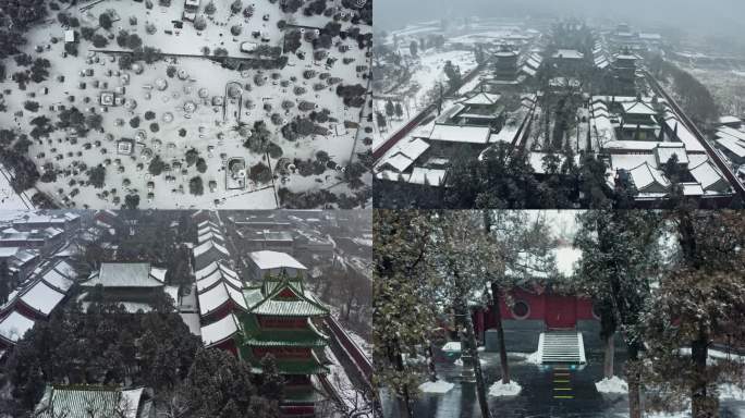 少林寺雪景航拍