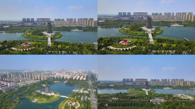 4K【淄博】齐盛湖公园航拍素材-2