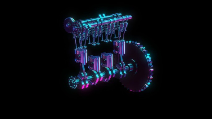 赛博朋克元宇宙发动机活塞运转透明通道素材