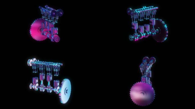 赛博朋克元宇宙发动机活塞运转透明通道素材