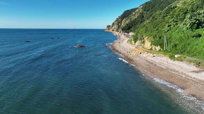 大连旅顺海景大气航拍风景