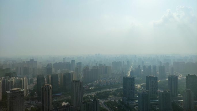 郑州实拍城市车流高空上空4k03