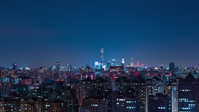 空镜 北京夜景CBD延时摄影
