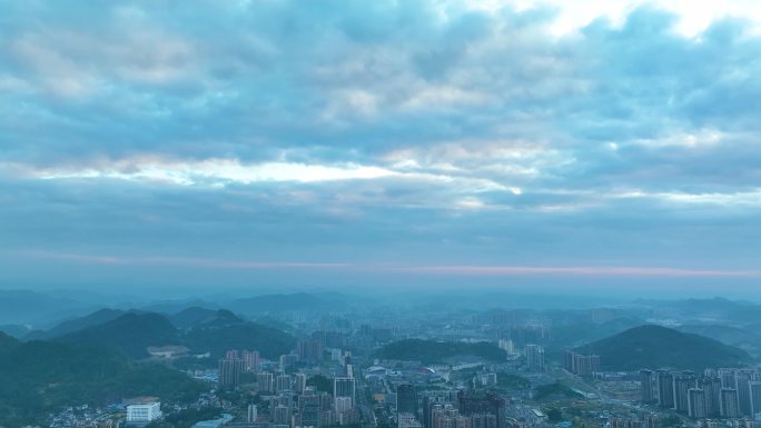 4K航拍湘西州新城高新区远眺群山