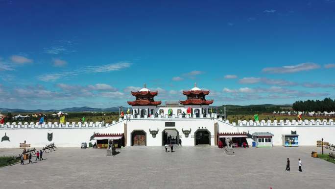 航拍承德丰宁大汗行宫风景区