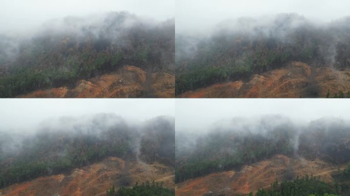 重庆山火后，北碚缙云山降雨，云雾缭绕航拍