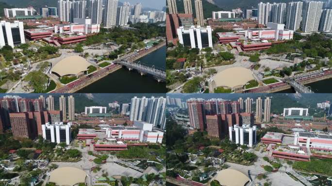 高清航拍香港沙田市中心风景