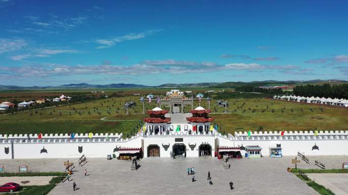 航拍承德丰宁大汗行宫风景区