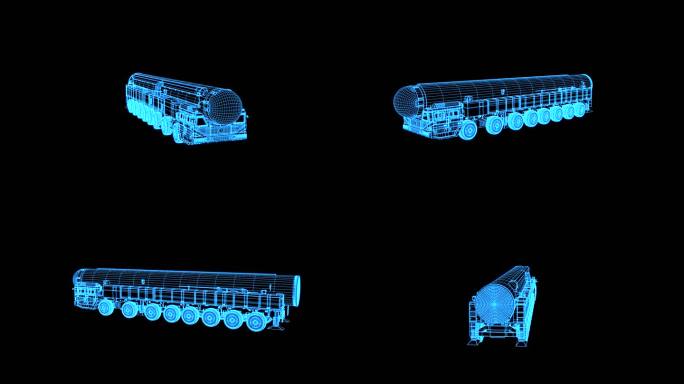 蓝色全息线框科技东风41洲际导弹带通道