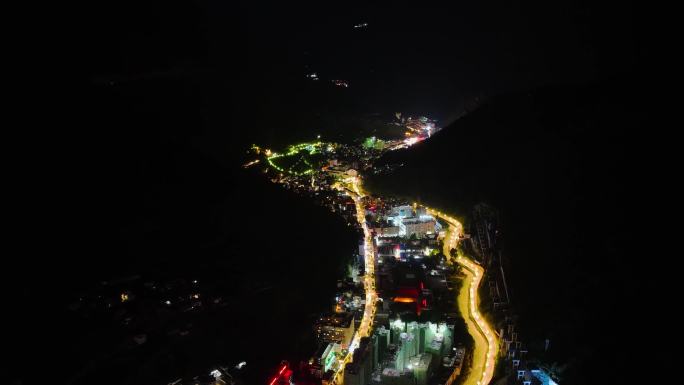 四川甘孜州康定市夜景航拍延时