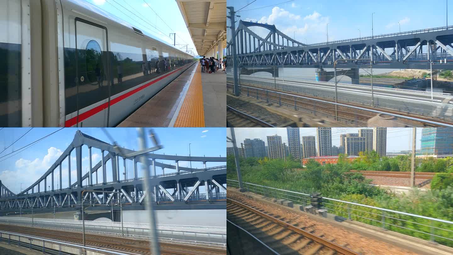 高铁进站穿越钱塘江大桥