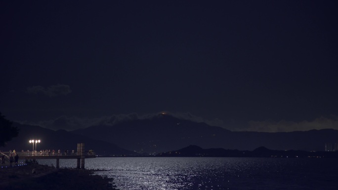 深圳湾海岸夜晚月光视频