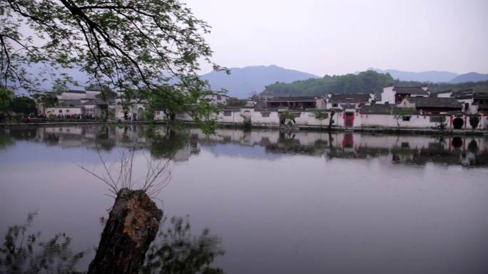 水乡 宏村 徽派建筑 湖边