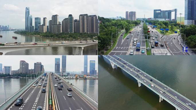 广州琶洲大桥车流航拍