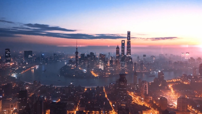 4K上海城市日出日落合集