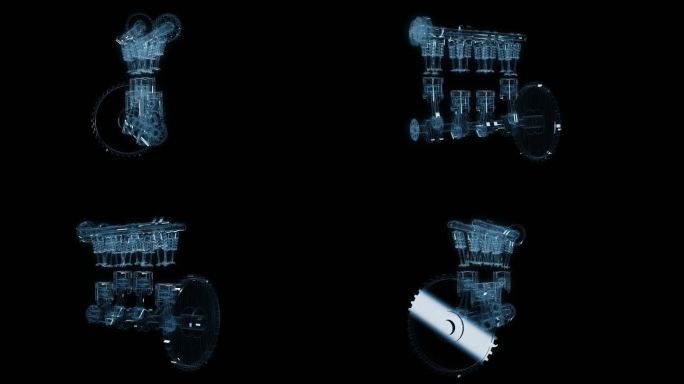 透视全息发动机活塞运转透明通道素材