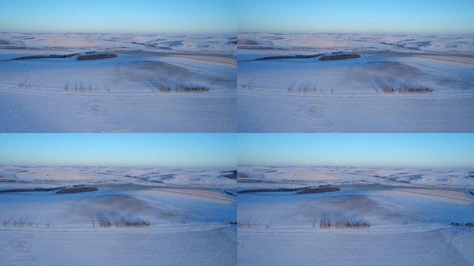 航拍雪域雪原田野风光