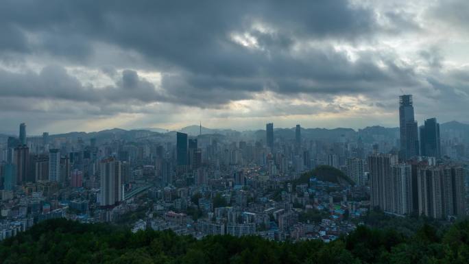 贵州贵阳全景城市日出延时摄影