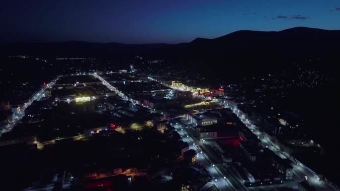 四川省甘孜州石渠县县城夜景航拍