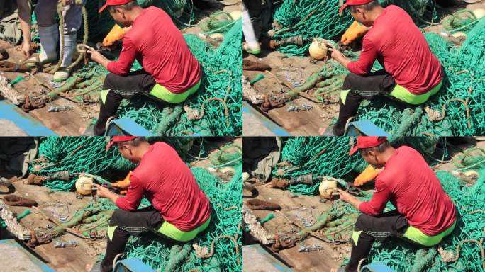 准备出海捕捞的山东石岛渔港渔民