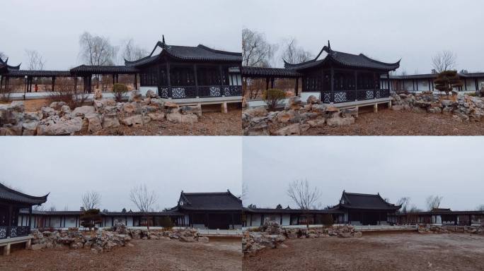 中国传统建筑，白墙灰瓦的院落