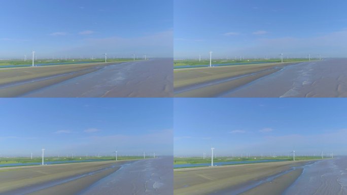 海滩海边风电风能风光