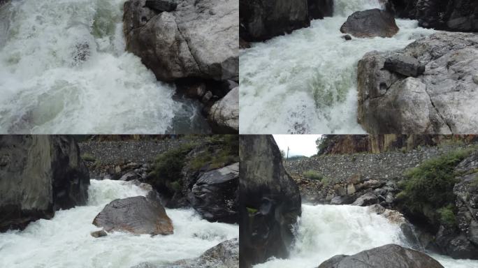 四川甘孜州康定力丘河瀑布航拍