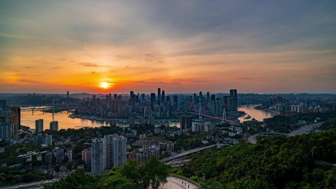 重庆内透城市夜景南山一棵树观景台日转夜