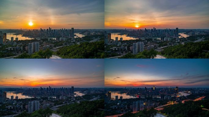 重庆内透城市夜景南山一棵树观景台日转夜