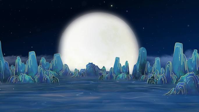 明月山水舞台背景