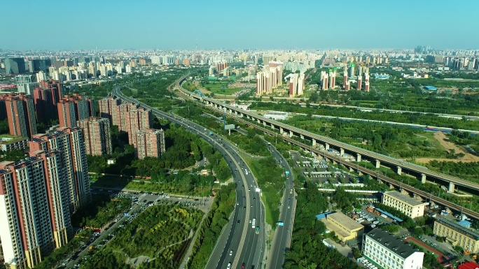 航拍北京石景山区莲石路