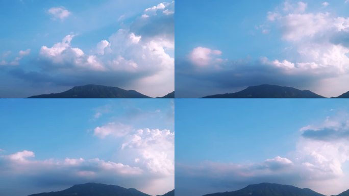 山上风景云朵白云山延时雨后天空云彩变化