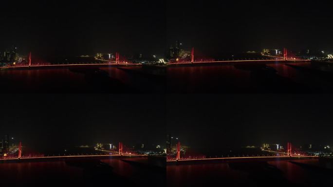 江西南昌八一带桥夜景航拍