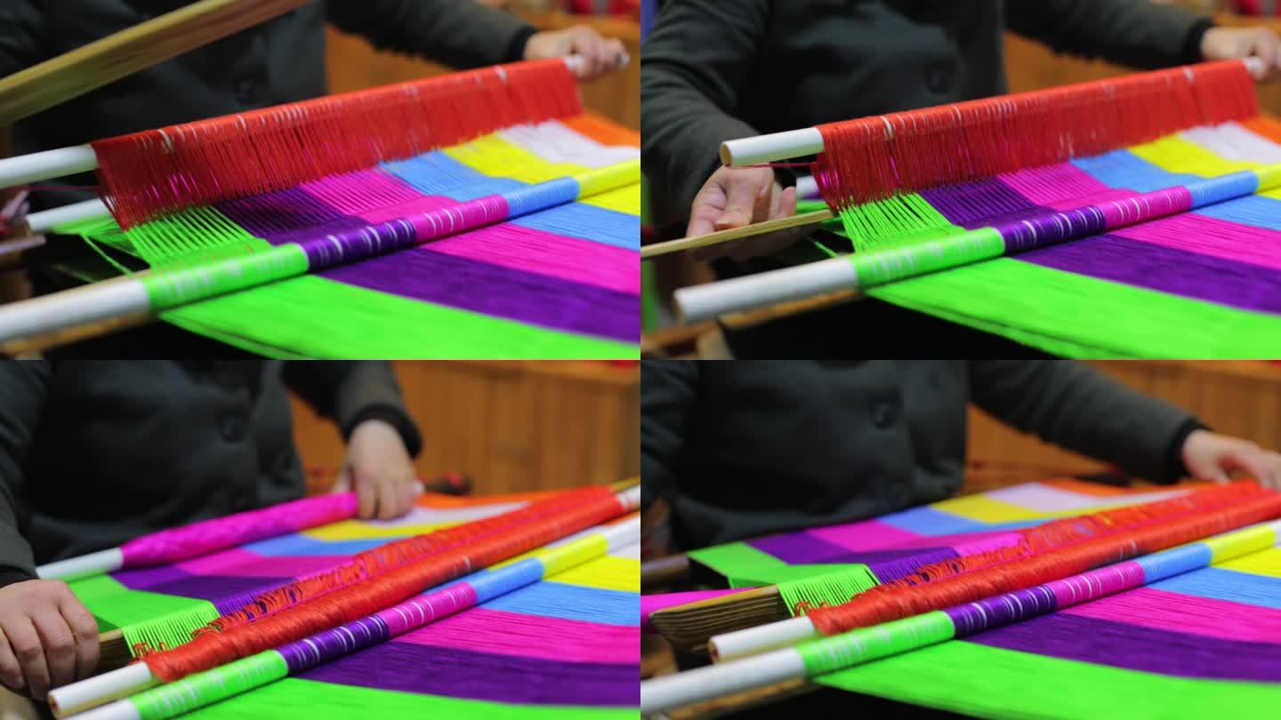 织布 手工 彩线 手艺人 织造