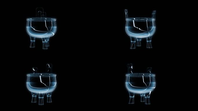 透视全息青铜器三足鼎透明通道素材