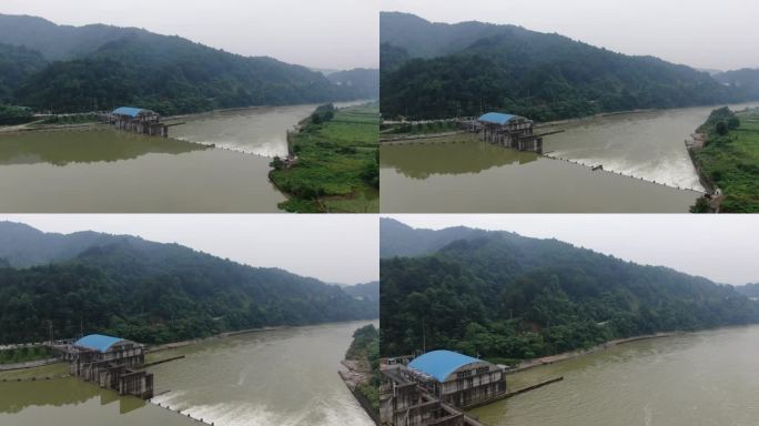 航拍河流涨洪水祖国山河 (3)